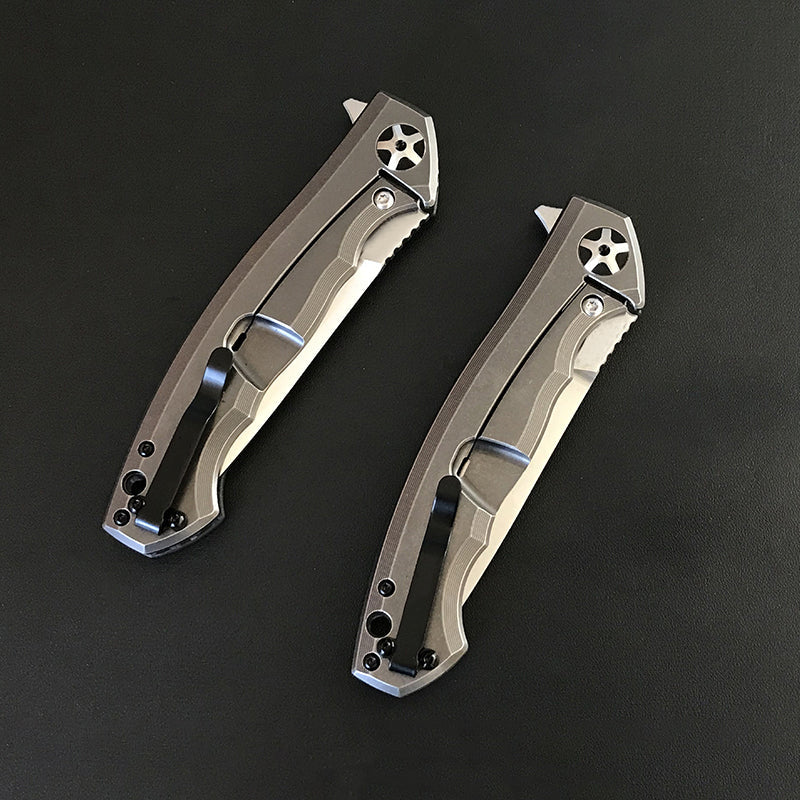 High-Performance Folding Knife with Carbon Fiber and Titanium Blade