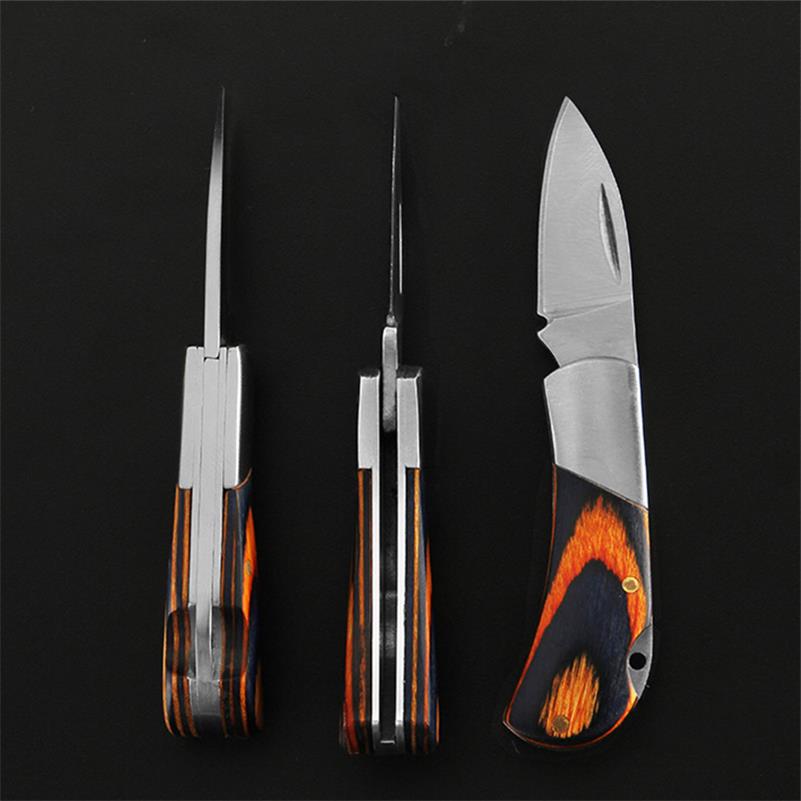 Small Wooden Handle Folding Knife for Keychain Carry