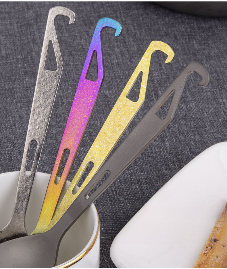 Multi-Functional Titanium Spork with Built-in Bottle Opener for Outdoor Use