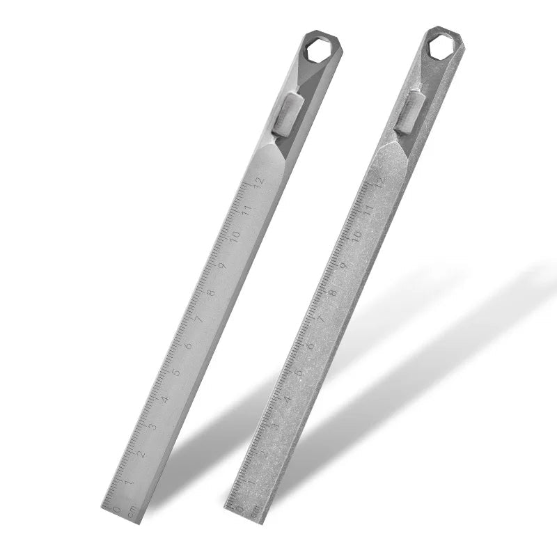 Titanium Alloy Ruler with Self-Defense Function and Hangable Crowbar Design
