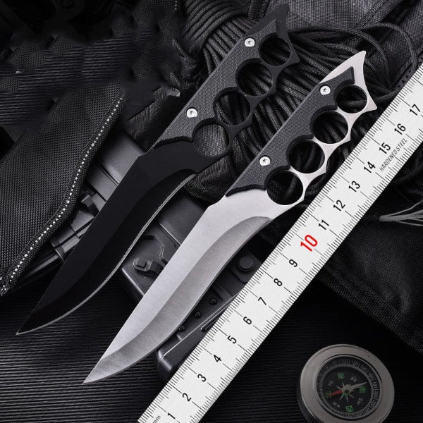 Outdoor Survival Fixed Blade Knife with Knuckle Duster Protection