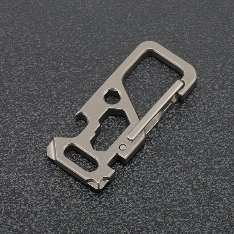 Titanium Keychain Multi Tool with Carabiner and Key Ring for Outdoor Gear