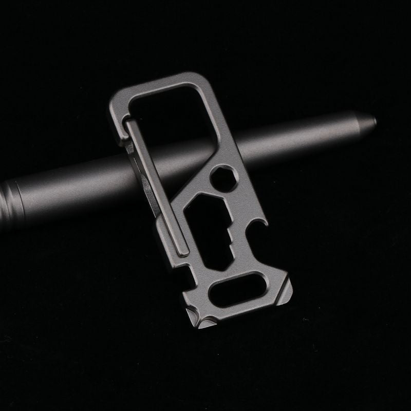 Titanium Keychain Multi Tool with Carabiner and Key Ring for Outdoor Gear