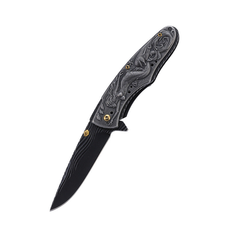 Pocket EDC Knife with Mermaid Handle for Camping and Outdoor Hunting Use