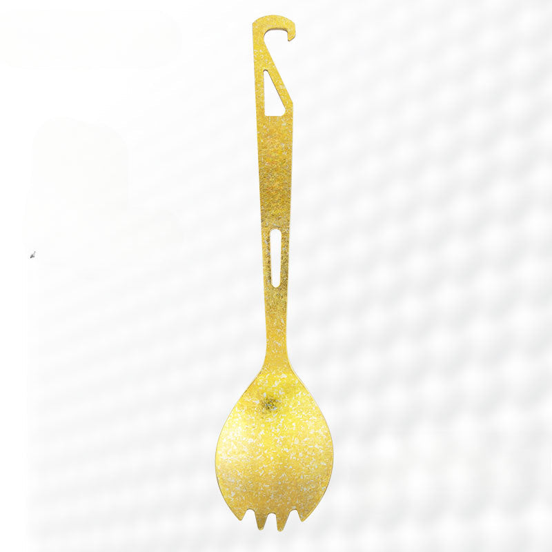Multi-Functional Titanium Spork with Built-in Bottle Opener for Outdoor Use