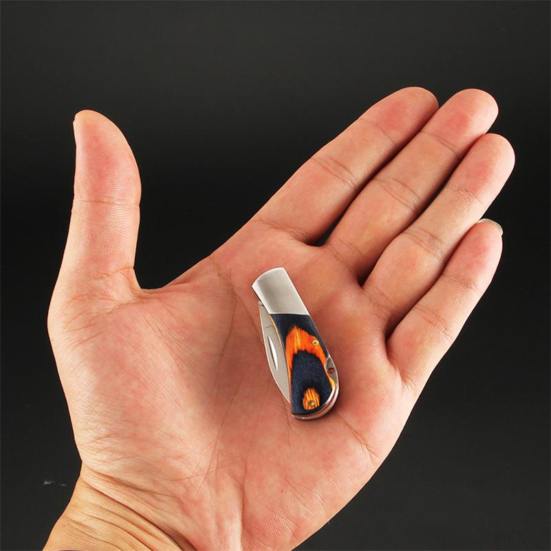 Small Wooden Handle Folding Knife for Keychain Carry