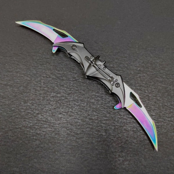 Double Blade Steel Knife with Bat Inspired Design