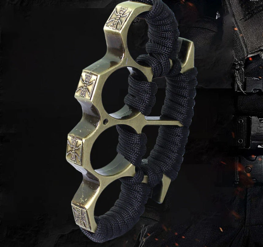 Reinforced Rope Brass Knuckle Duster Four Finger Defense Buckle Tool