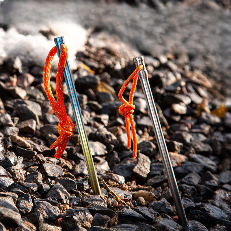 Lightweight Titanium Camp Pegs for Outdoor Adventures