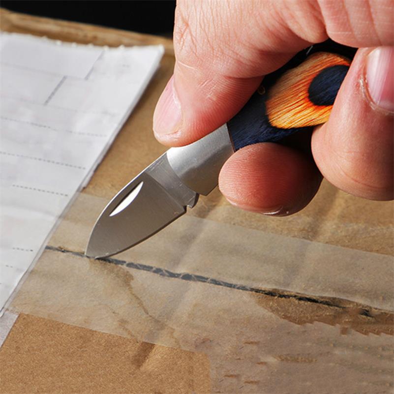 Small Wooden Handle Folding Knife for Keychain Carry