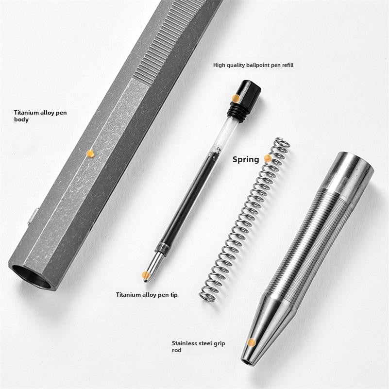Stress-Reducing Titanium Alloy Tactical Pen with Slide Function