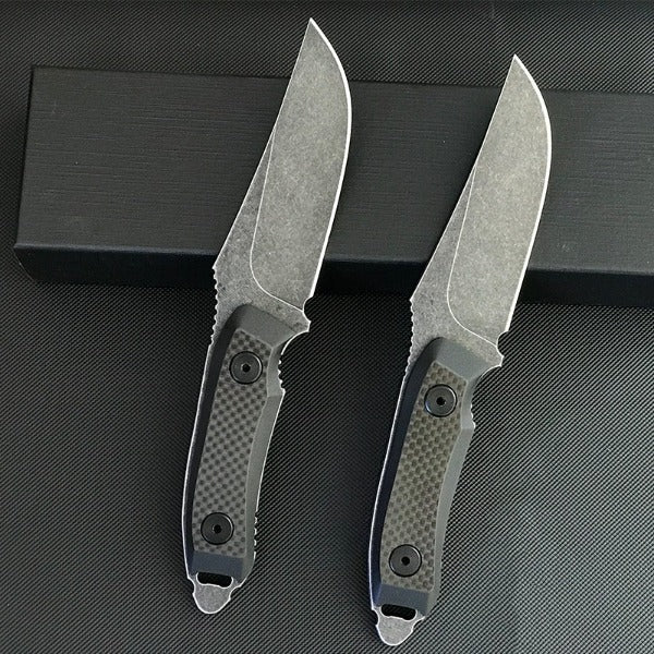 Liome Tactical Straight Knife with G10 and Carbon Fiber Grip for Outdoor Use