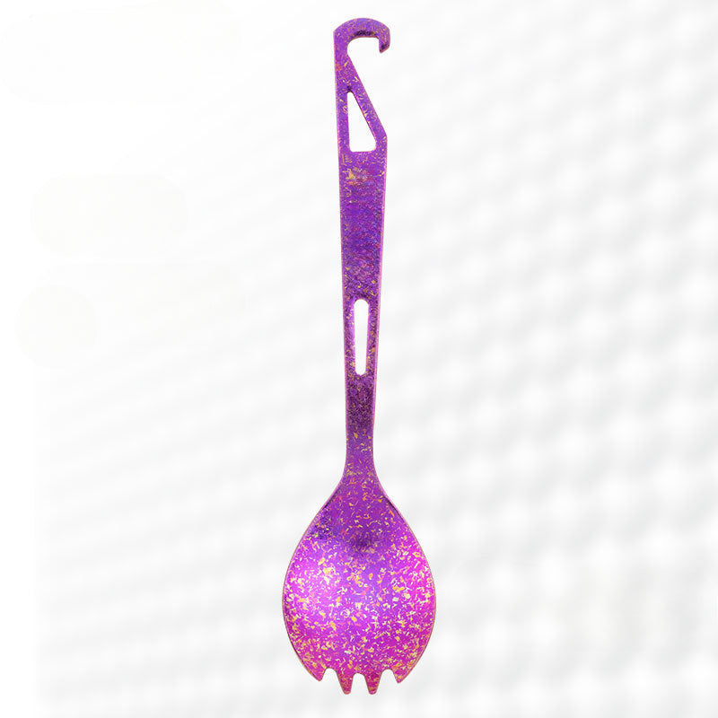 Multi-Functional Titanium Spork with Built-in Bottle Opener for Outdoor Use