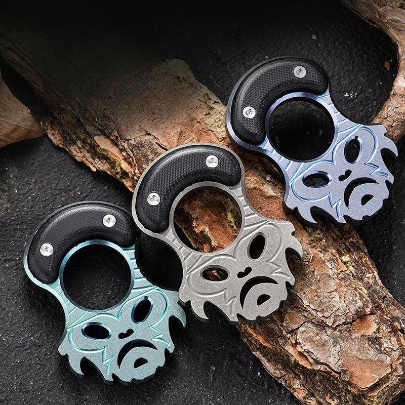 Titanium Finger Knuckle Duster Grip MultiTool Pioneer EDC Keychain
