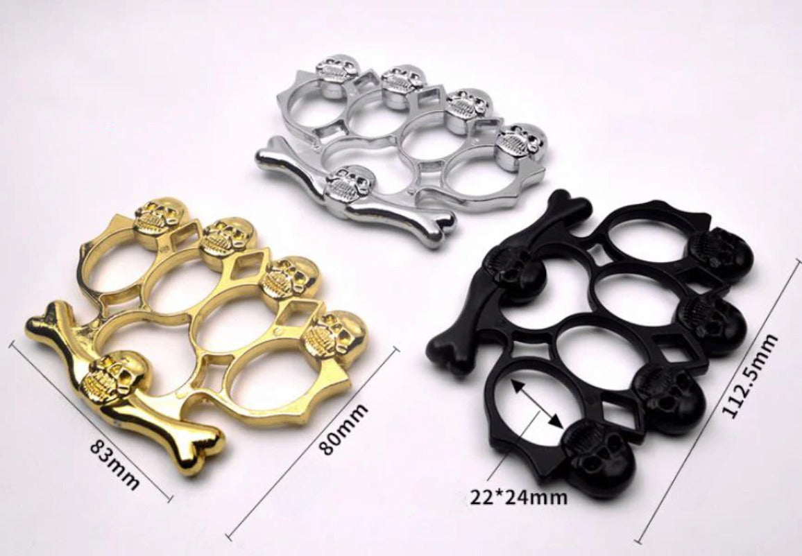 Skull Style Brass Knuckle Duster Heavy Duty Metal Defender Tool