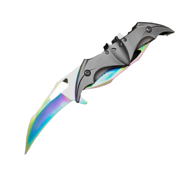 Double Blade Steel Knife with Bat Inspired Design