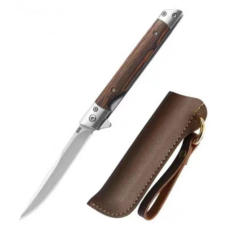 Outdoor Damascus Folding Knife with Stylish Wood Handle