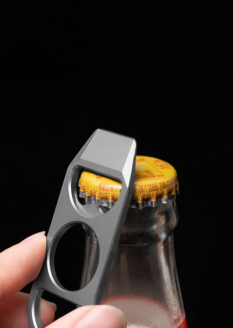 Titanium EDC Pry Bar and Bottle Opener Keychain with Mini Knuckle Tool