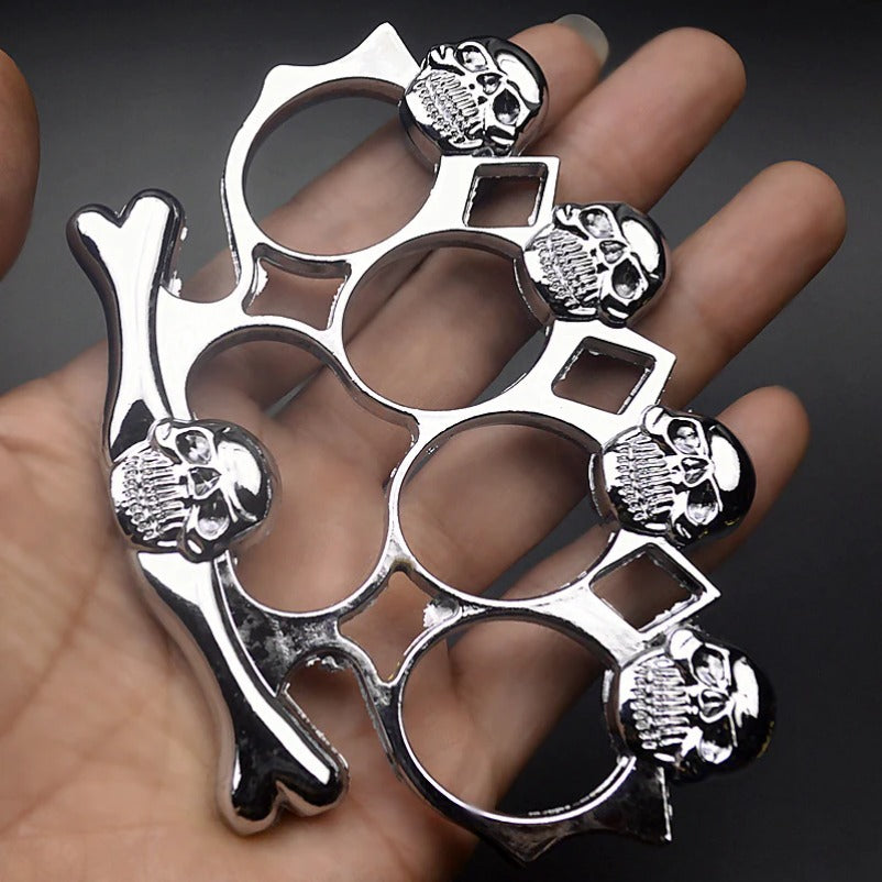 Skull Style Brass Knuckle Duster Heavy Duty Metal Defender Tool