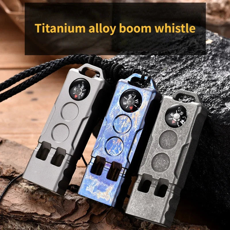 High-decibel Outdoor Adventure Whistle with Titanium Compass for Survival