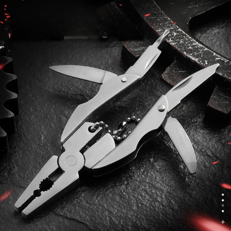 Versatile Scarab Shell Multi-Tool with Integrated Folding Mini-Plier