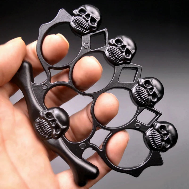 Skull Style Brass Knuckle Duster Heavy Duty Metal Defender Tool