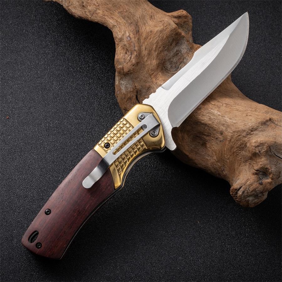 Wooden Handle Folding Knife for Outdoor Adventures and Survival