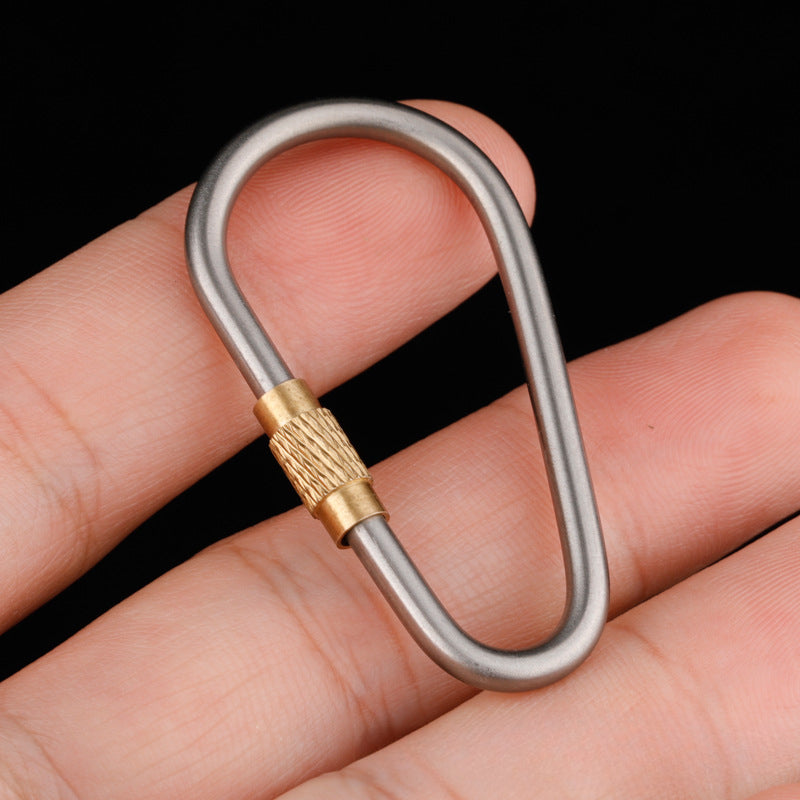 D-Shaped Titanium and Brass Carabiner Key Clip for Outdoor Use