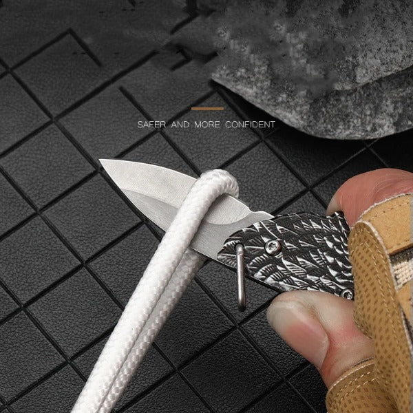 Outdoor Defense Folding Knife with Eagle Design for Keychain EDC Use