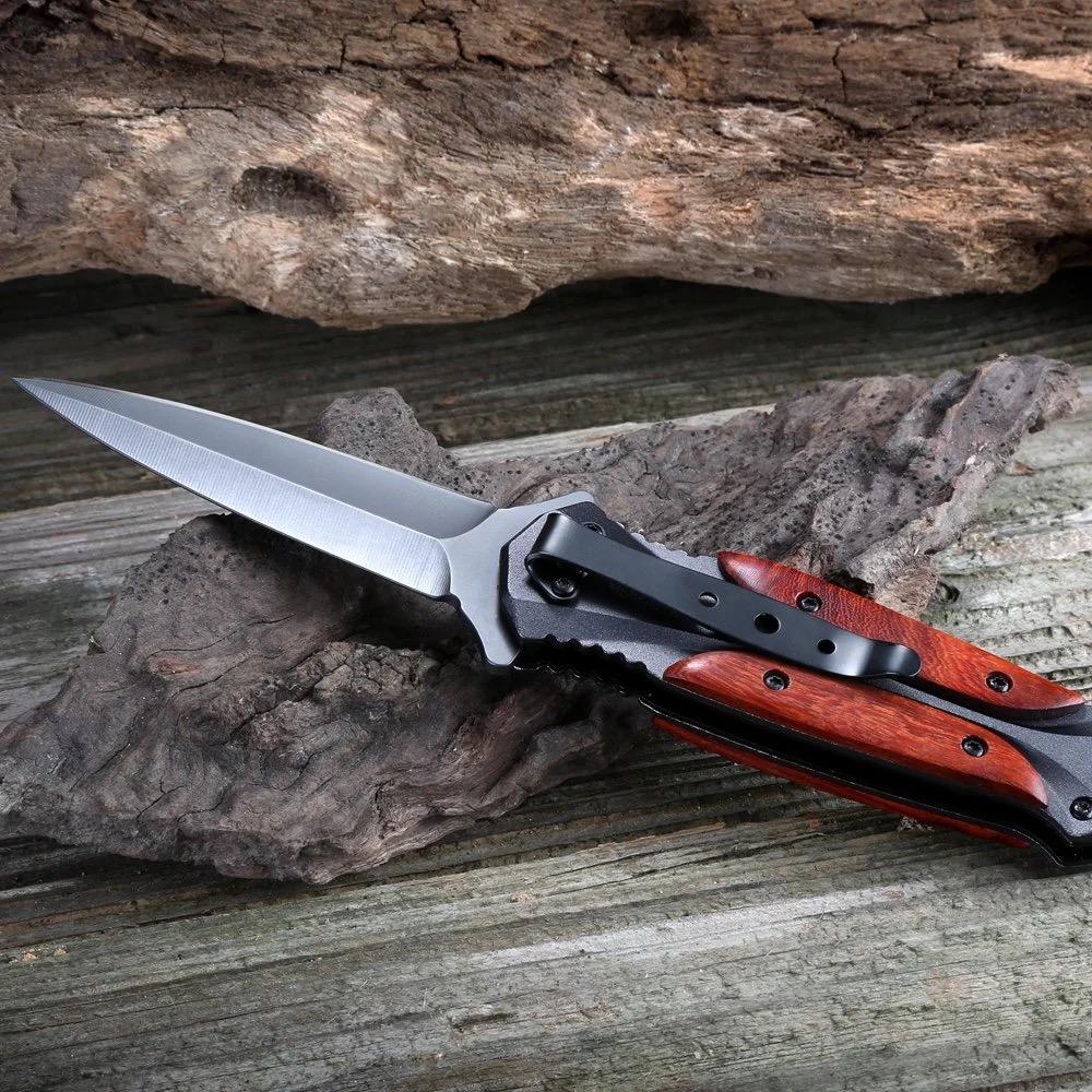 Camping Ready Wooden Handle Folding Knife for Outdoor Enthusiasts