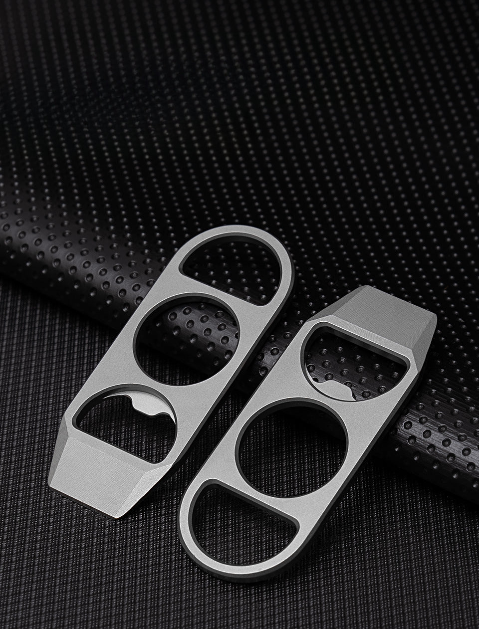 Titanium EDC Pry Bar and Bottle Opener Keychain with Mini Knuckle Tool