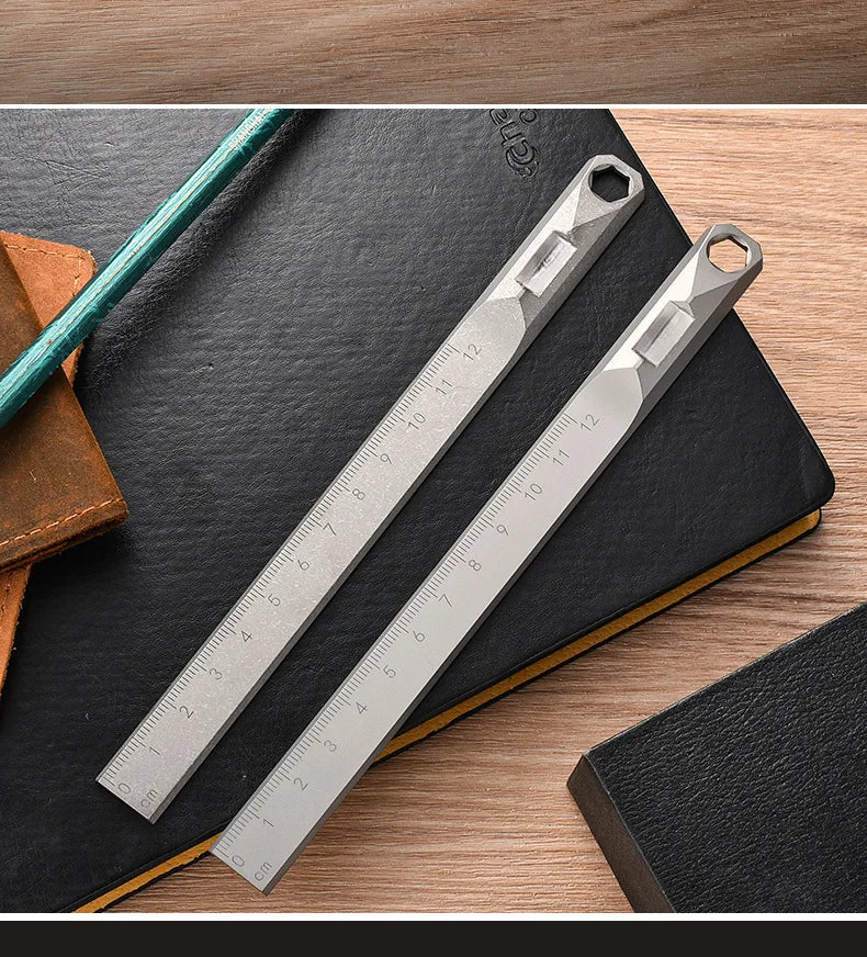 Titanium Alloy Ruler with Self-Defense Function and Hangable Crowbar Design