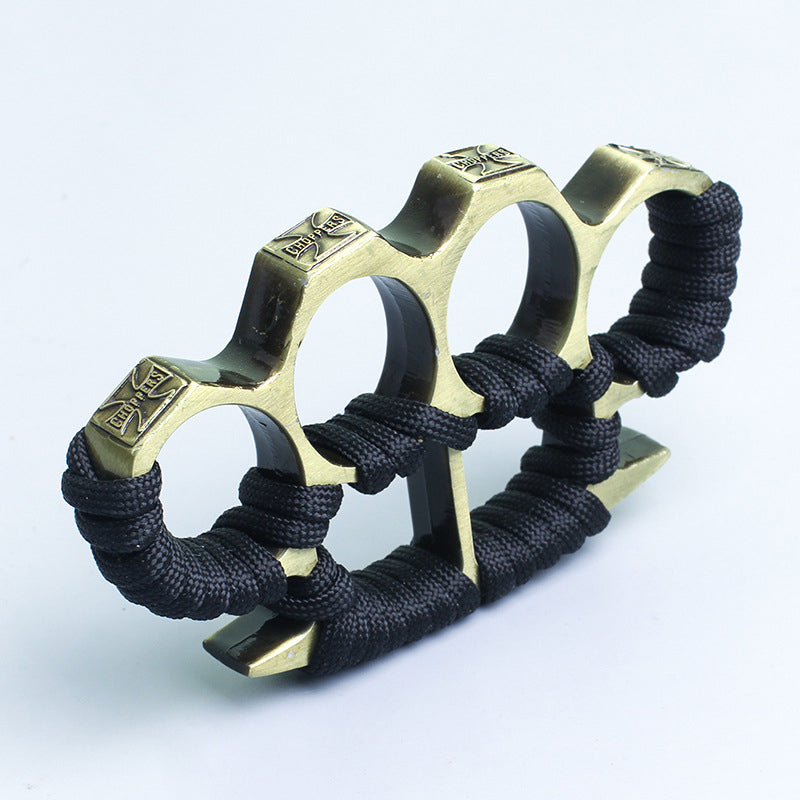 Reinforced Rope Brass Knuckle Duster Four Finger Defense Buckle Tool