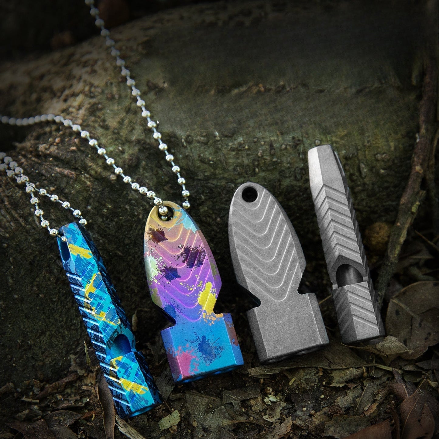 Titanium Survival Whistle Necklace with High-Pitch Sound