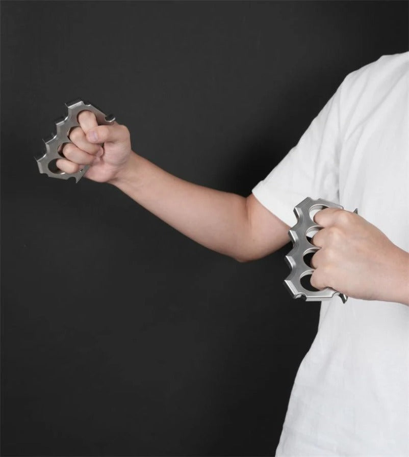Solid Steel Knuckle Duster Ready Emergency Tool for Self-Defense