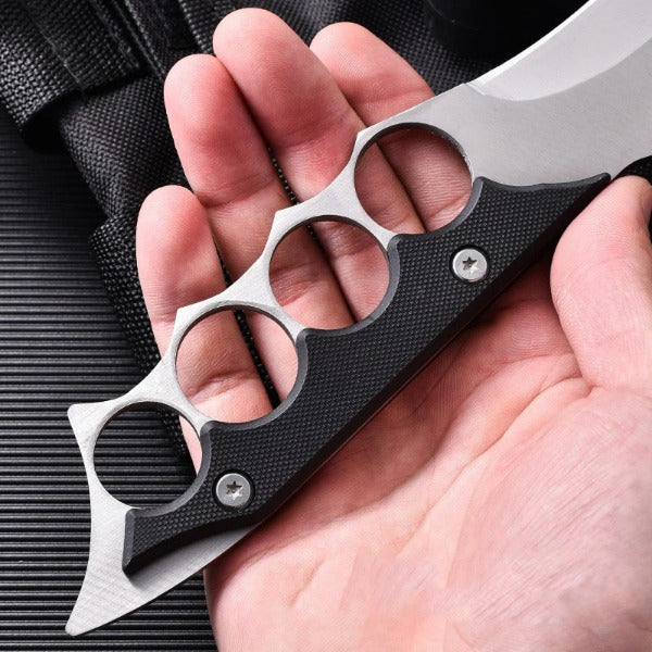Outdoor Survival Fixed Blade Knife with Knuckle Duster Protection