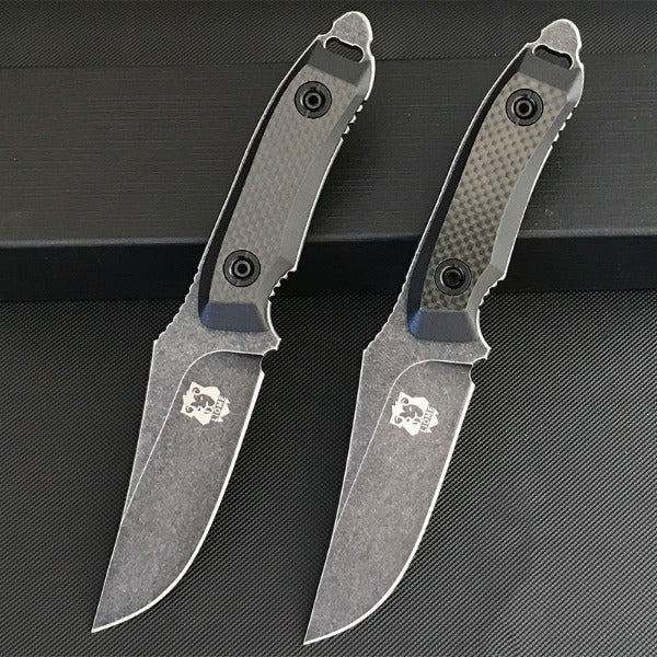 Liome Tactical Straight Knife with G10 and Carbon Fiber Grip for Outdoor Use