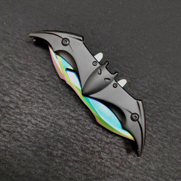 Double Blade Steel Knife with Bat Inspired Design