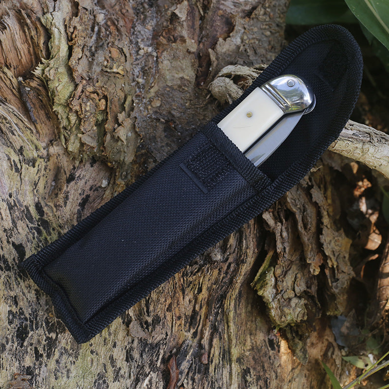 Folding Tactical Knife with Beef Bone Grip for Camping and Outdoor Use