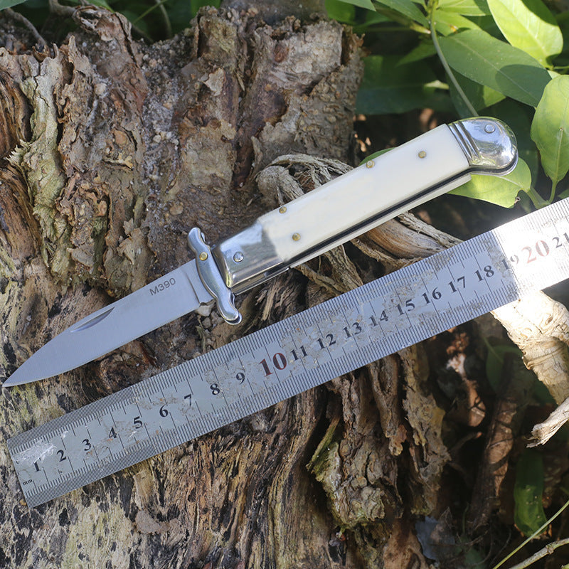 Folding Tactical Knife with Beef Bone Grip for Camping and Outdoor Use