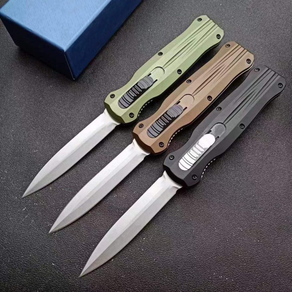 Outdoor D2 Steel Blade Tactical Knife with Lightweight Aluminum Grip