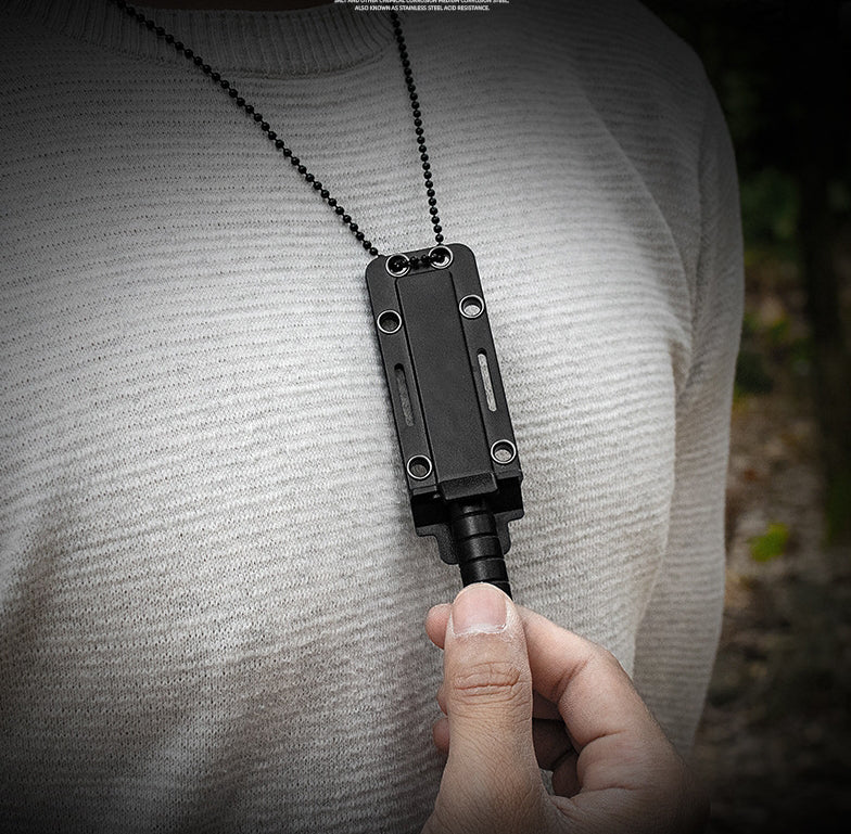 Mini Straight Knife Necklace with Built-in Multi-tool Defense Utility