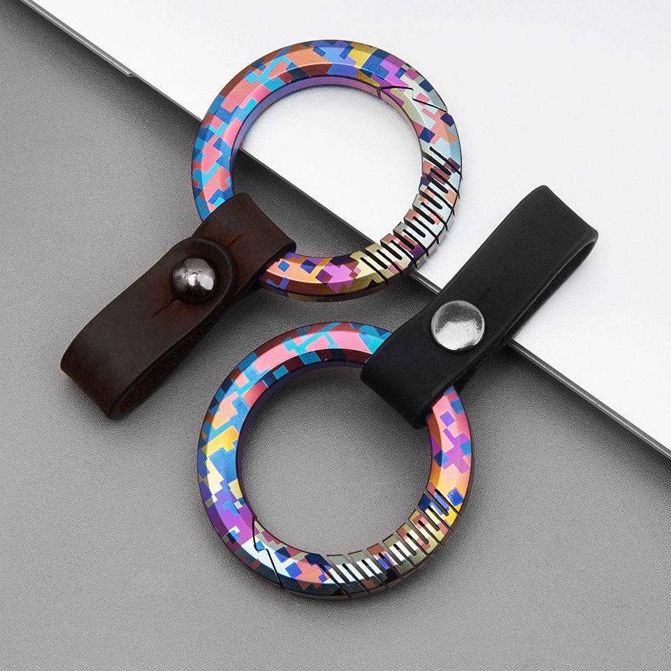 Colorful Mosaic Pattern Titanium Keychain for Elite Collectors