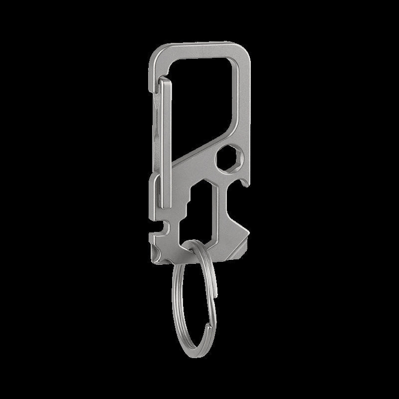 Titanium Keychain Multi Tool with Carabiner and Key Ring for Outdoor Gear