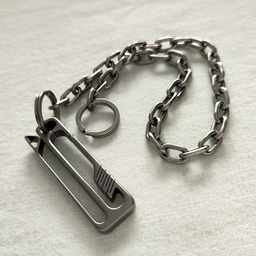 Welded Titanium Wallet Chain Quick Clip Motorcycle Keychain Belt Loop EDC