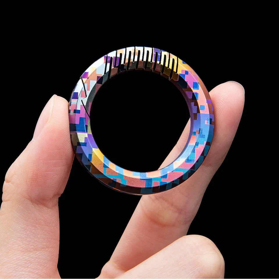 Colorful Mosaic Pattern Titanium Keychain for Elite Collectors