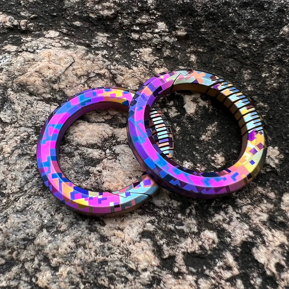 Colorful Mosaic Pattern Titanium Keychain for Elite Collectors