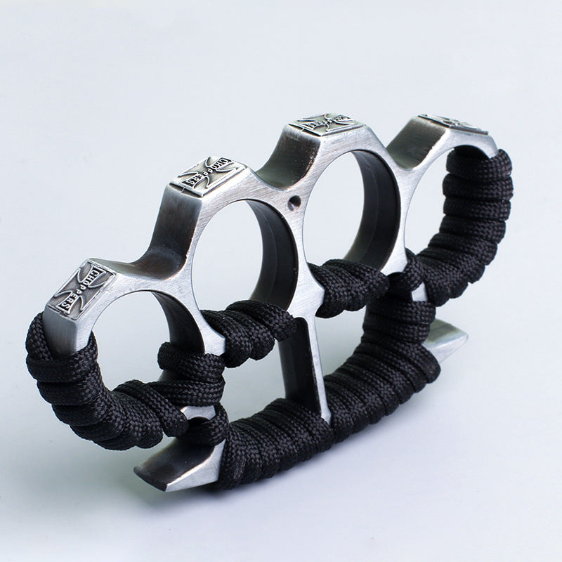 Reinforced Rope Brass Knuckle Duster Four Finger Defense Buckle Tool