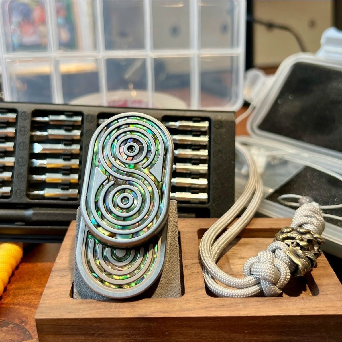 EDC Fidget Spinner with White Moonlight Shell Design
