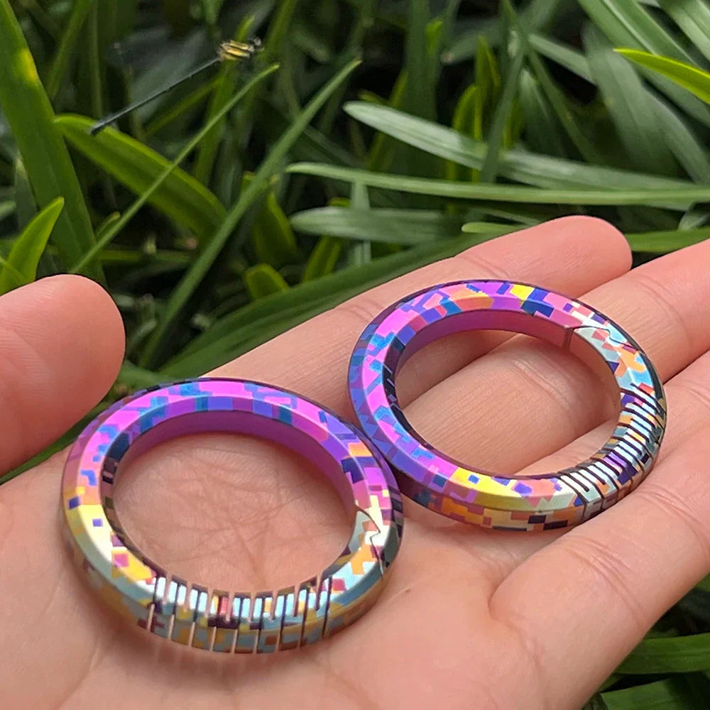 Colorful Mosaic Pattern Titanium Keychain for Elite Collectors